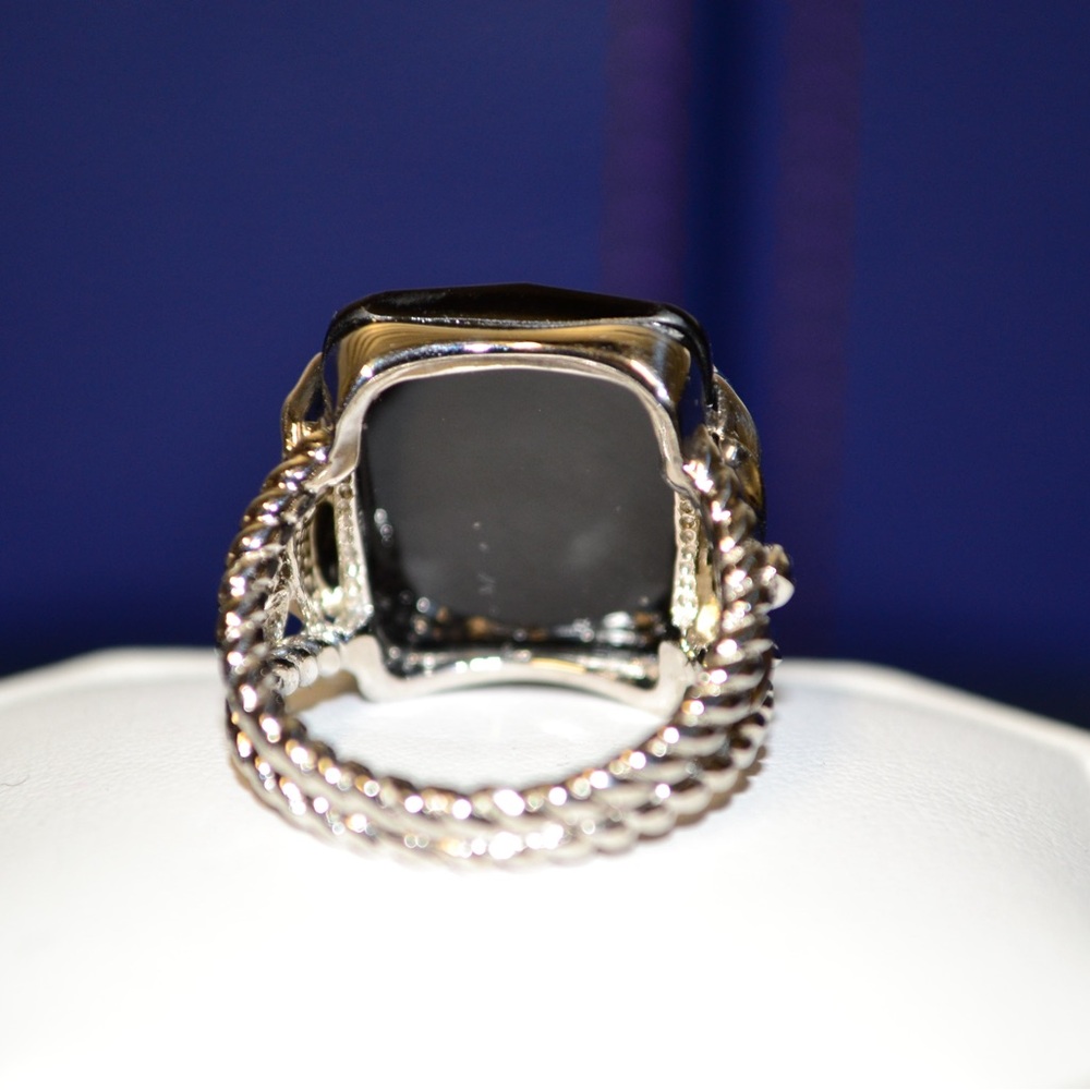 NEW Sterling Silver ONYX LARGE Faceted Cut Twisted Ring Joya Judy Crowell SIZE 8 - Picture 16 of 16